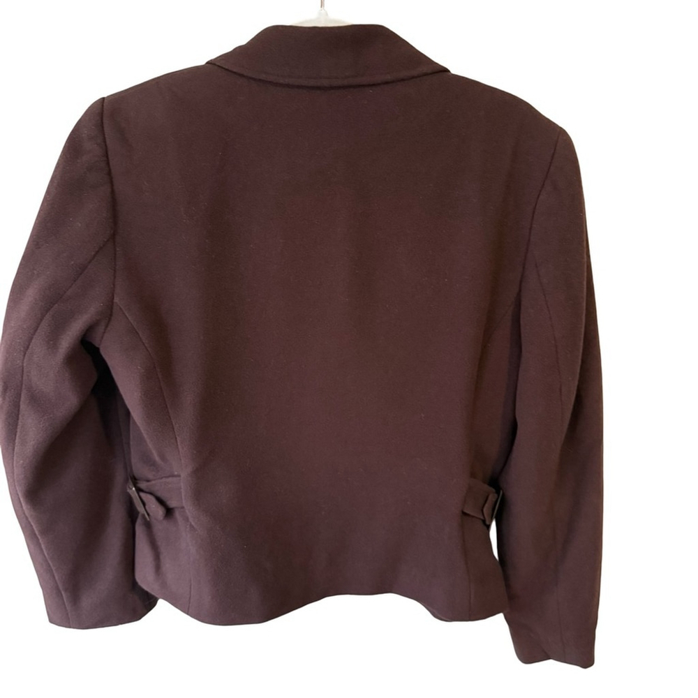 Daniel Hechter Vintage Dark Brown Wool Women's Blazer Size 4P Minimalist Winter - Picture 16 of 16